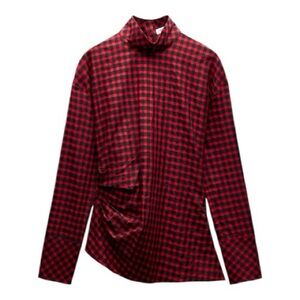 ZARA WOMAN ZW COLLECTION – Checkered Ruched Blouse